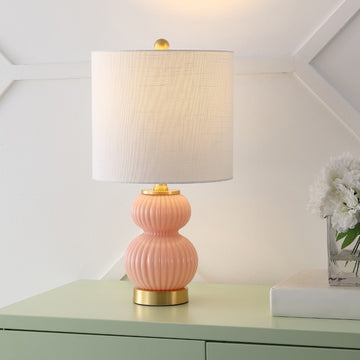 Daphne 20" Ribbed Metal/Glass LED Table Lamp